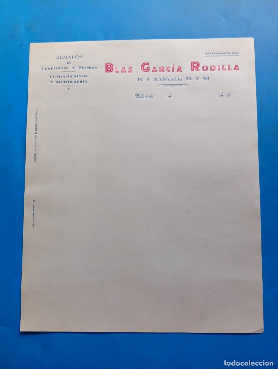 Cartas comerciales: CARTA COMERCIAL. VALLADOLID. ALMACEN DE LEGUMBRES-FRUTAS. ULTRAMARINOS-SALCHICHERIA. BLAS G&ordf;.RODILLA
