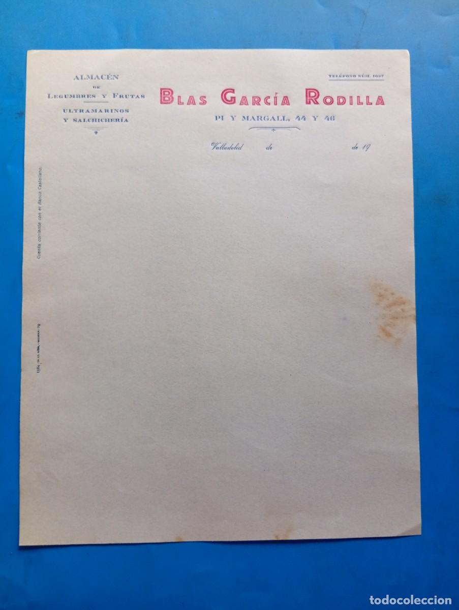 Cartas comerciales: CARTA COMERCIAL. VALLADOLID. ALMACEN DE LEGUMBRES-FRUTAS. ULTRAMARINOS-SALCHICHERIA. BLAS G&ordf;.RODILLA