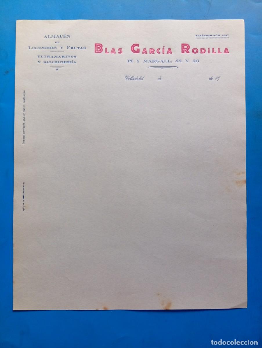 Cartas comerciales: CARTA COMERCIAL. VALLADOLID. ALMACEN DE LEGUMBRES-FRUTAS. ULTRAMARINOS-SALCHICHERIA. BLAS G&ordf;.RODILLA