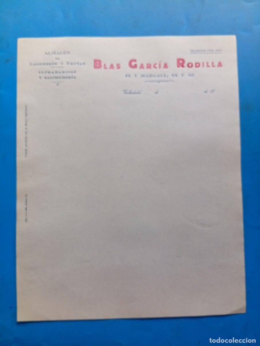 Cartas comerciales: CARTA COMERCIAL. VALLADOLID. ALMACEN DE LEGUMBRES-FRUTAS. ULTRAMARINOS-SALCHICHERIA. BLAS G&ordf;.RODILLA