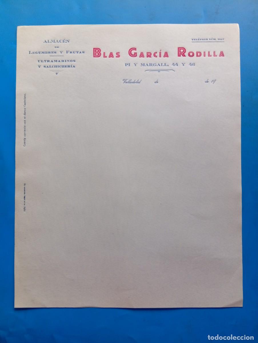 Cartas comerciales: CARTA COMERCIAL. VALLADOLID. ALMACEN DE LEGUMBRES-FRUTAS. ULTRAMARINOS-SALCHICHERIA. BLAS G&ordf;.RODILLA