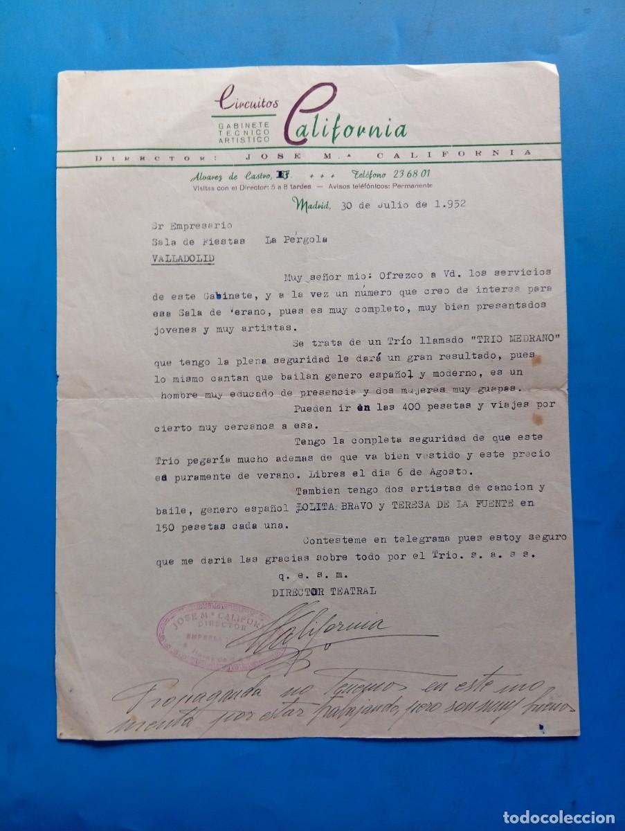 Cartas comerciales: CARTA COMERCIAL. MADRID. 1952. CIRCUITOS CALIFORNIA. GABINETE TECNICO ARTISTICO.