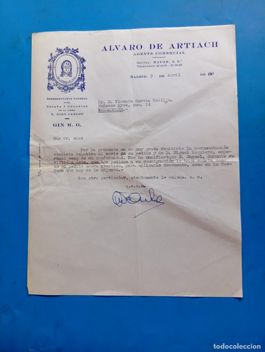 Cartas comerciales: CARTA COMERCIAL. MADRID. 1959. ALVARO DE ARTIACH. AGENTE COMERCIAL.