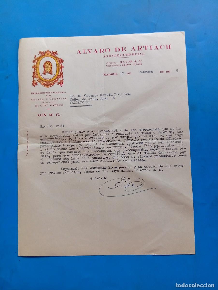 Cartas comerciales: CARTA COMERCIAL. MADRID. 1959. ALVARO DE ARTIACH. AGENTE COMERCIAL.