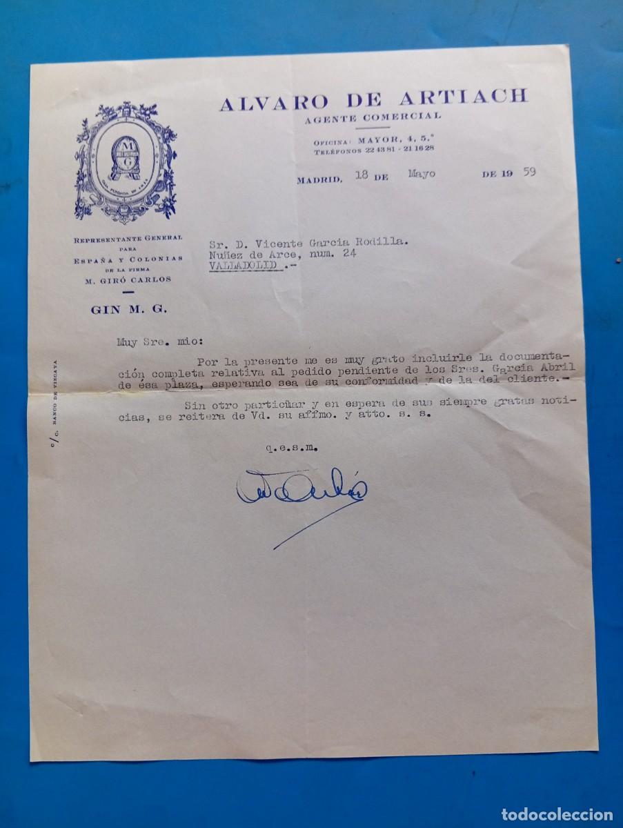 Cartas comerciales: CARTA COMERCIAL. MADRID. 1959. ALVARO DE ARTIACH. AGENTE COMERCIAL.