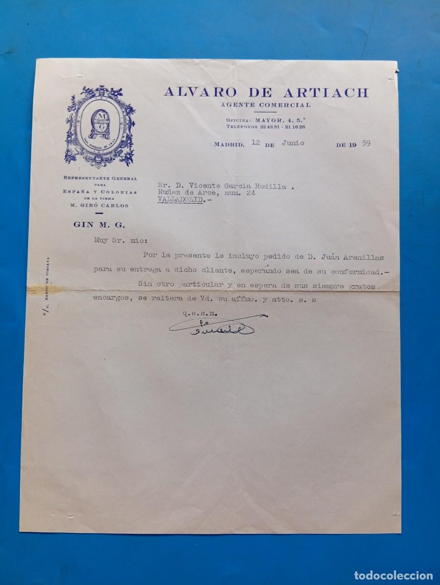 Cartas comerciales: CARTA COMERCIAL. MADRID. 1959. ALVARO DE ARTIACH. AGENTE COMERCIAL.