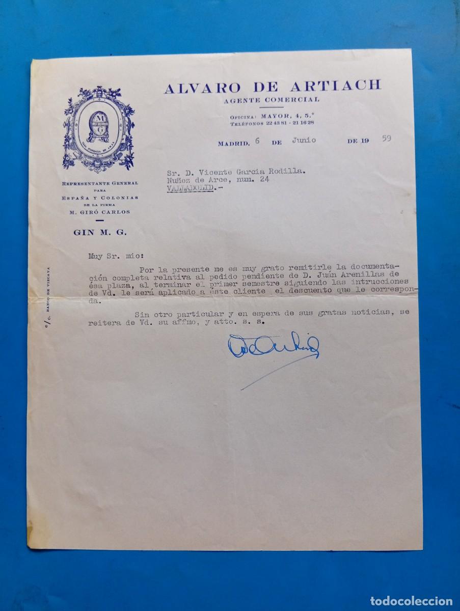 Cartas comerciales: CARTA COMERCIAL. MADRID. 1959. ALVARO DE ARTIACH. AGENTE COMERCIAL.