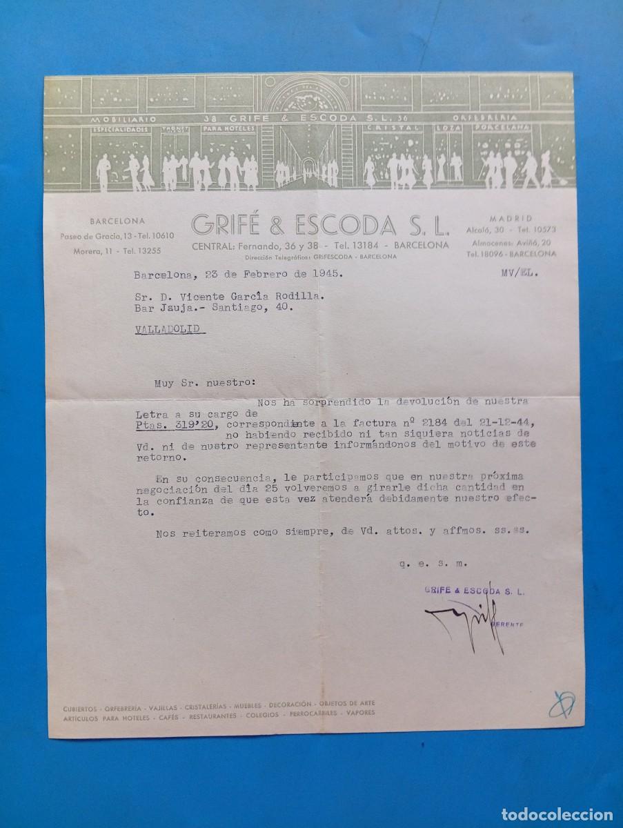 Cartas comerciales: CARTA COMERCIAL. BARCELONA. 1944. GRIF&Eacute; & ESCODA S.L.