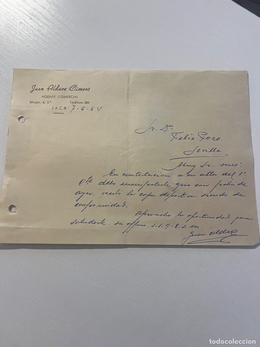 Cartas comerciales: CARTA COMERCIAL. JACA, 1964. JUAN ALDAVE CLIMENT. AGENTE COMERCIAL.