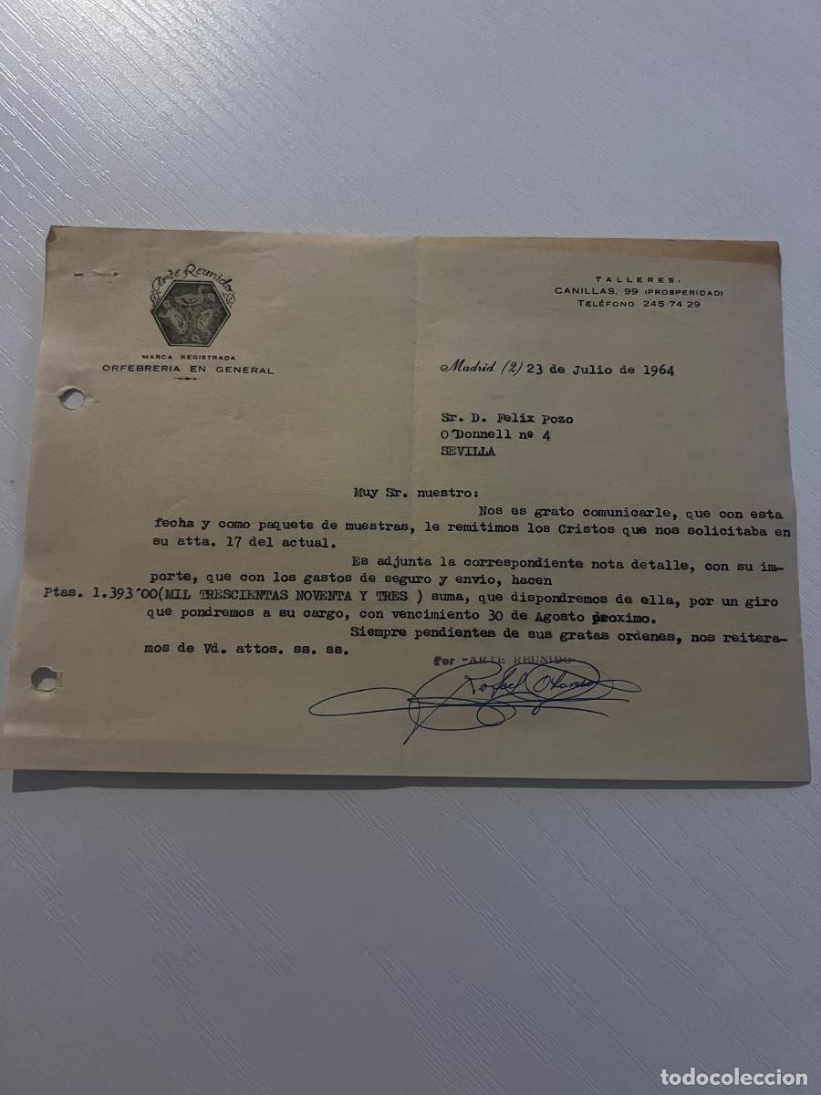 Cartas comerciales: CARTA COMERCIAL. MADRID, 1964. ARTE REUNIDO. ORFEBRER&Iacute;A EN GENERAL.