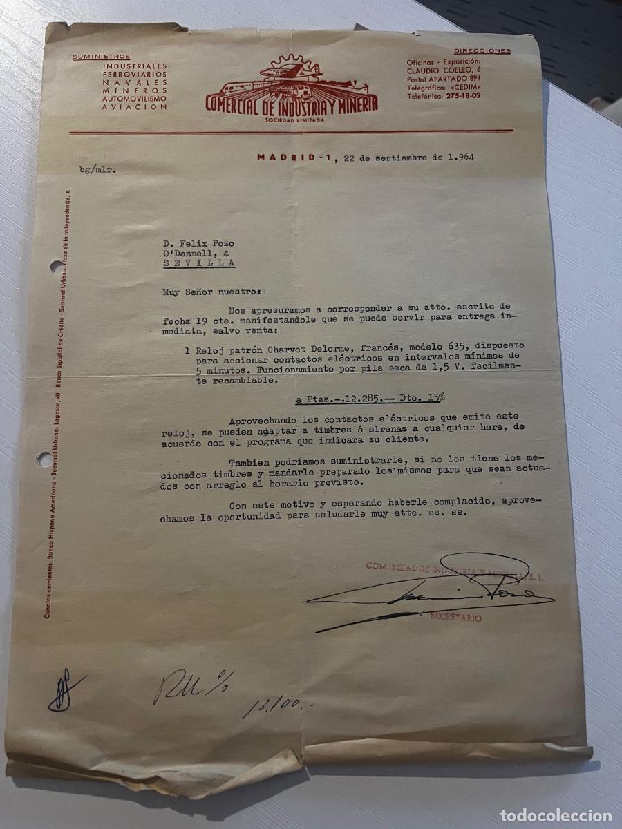 Cartas comerciales: CARTA COMERCIAL. MADRID, 1964. COMERCIAL DE INDUSTRIA Y MINER&Iacute;A.