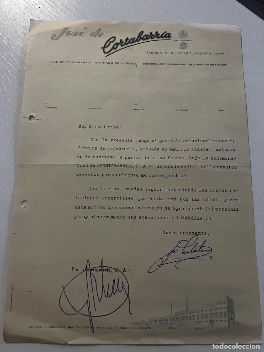 Cartas comerciales: CARTA COMERCIAL. JOS&Eacute; DE CORTABARRIA. FABRICACI&Oacute;N DE ORFEBRER&Iacute;A. AMURRIO, &Aacute;LAVA.