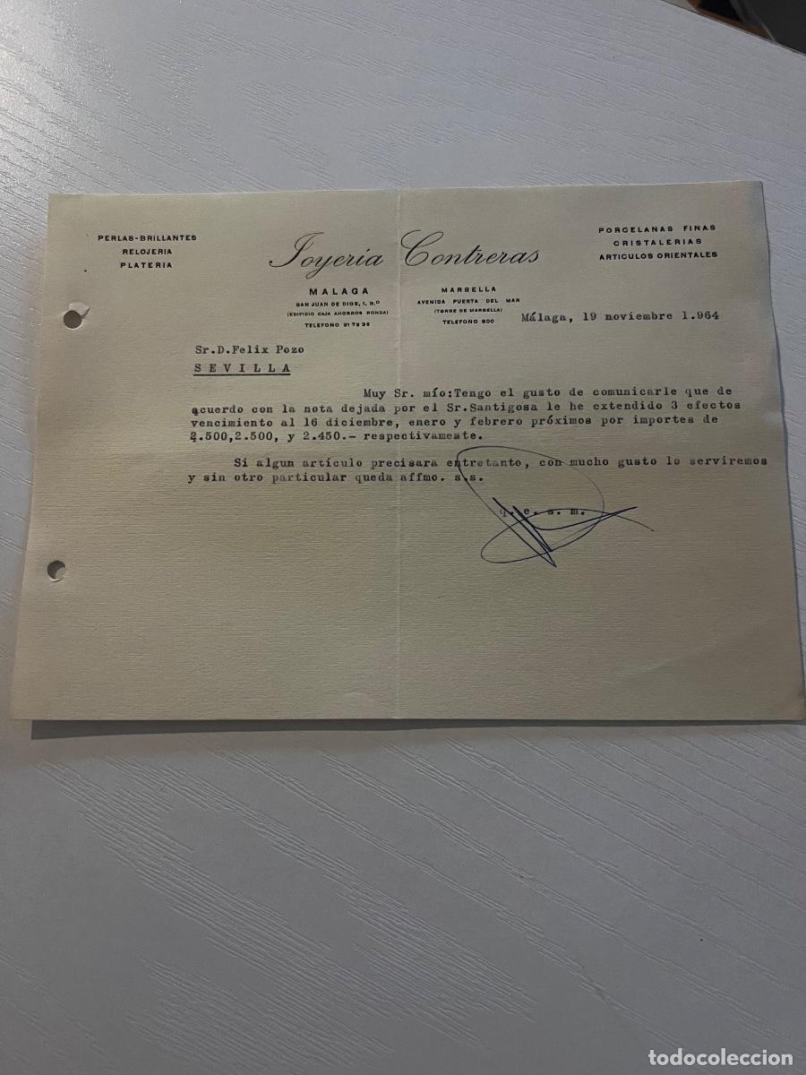 Cartas comerciales: CARTA COMERCIAL. M&Aacute;LAGA, 1964. JOYER&Iacute;A CONTRERAS.
