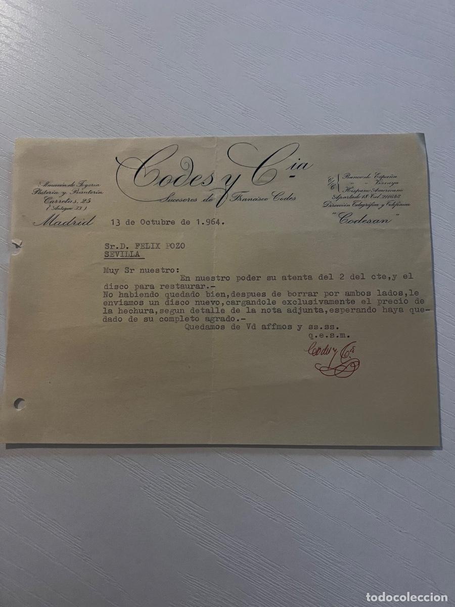 Cartas comerciales: CARTA COMERCIAL. MADRID, 1964. CODES Y CIA. SUCESORES DE FRANCISCO CODES. CODESAN.