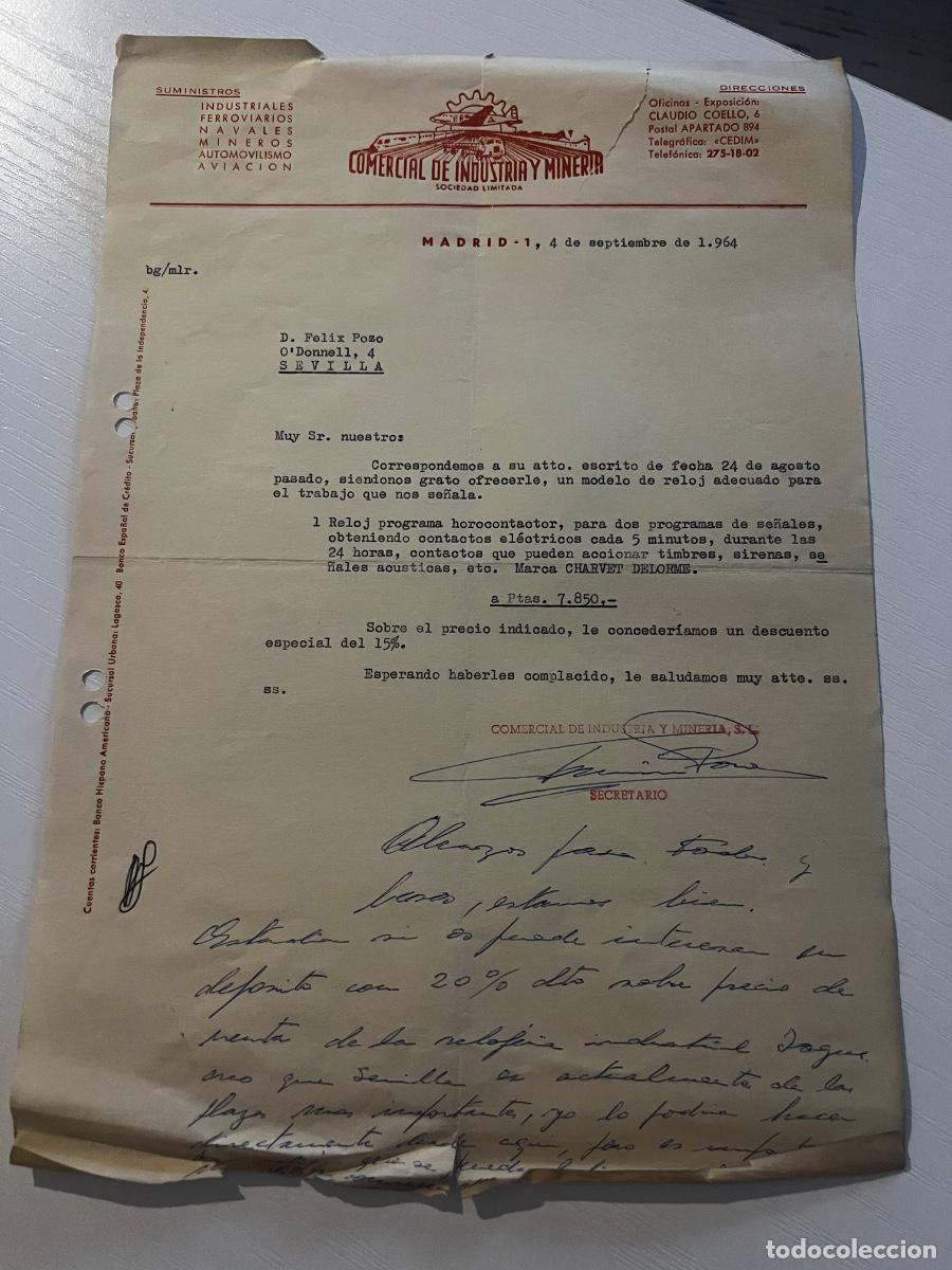 Cartas comerciales: CARTA COMERCIAL. MADIRD, 1964. COMERCIAL DE INDUSTRIA Y MINER&Iacute;A. SOCIEDAD LIMITADA.