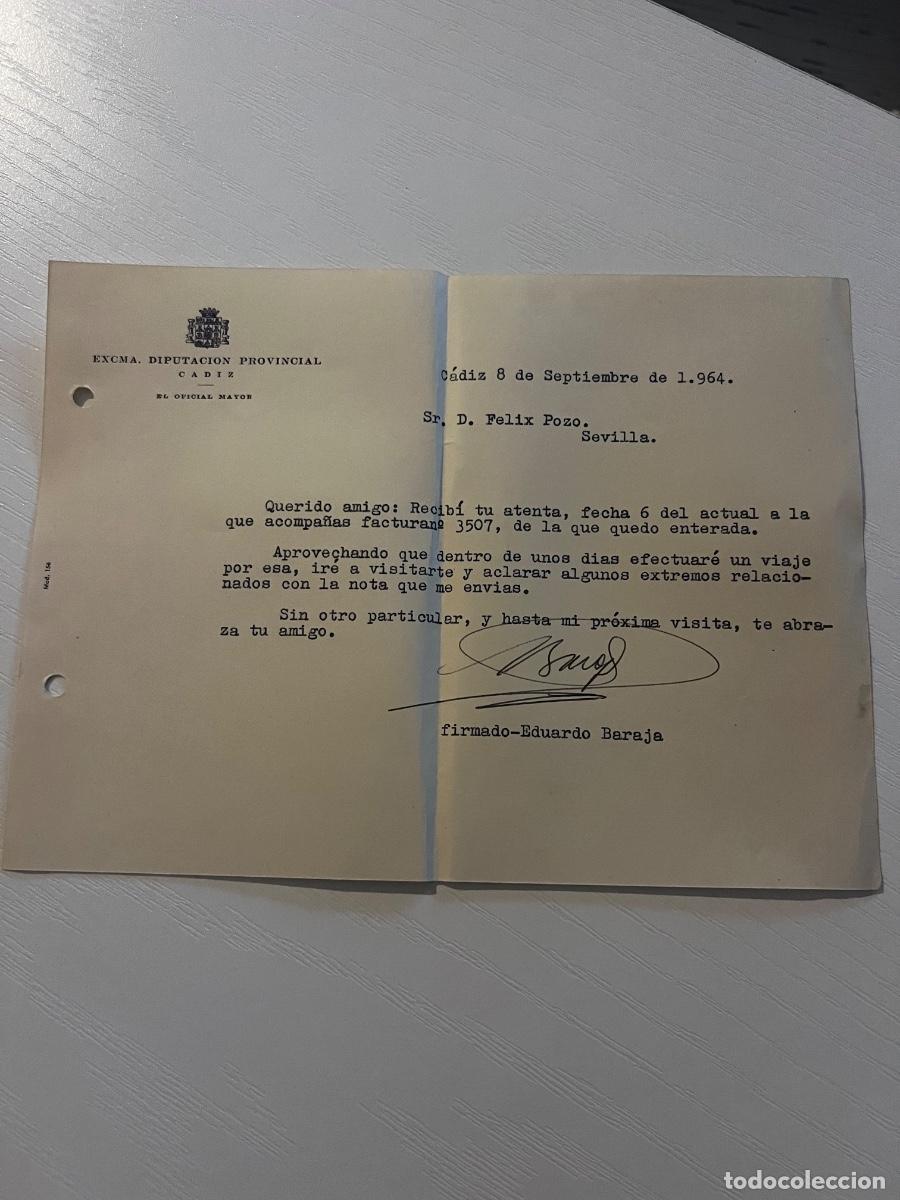 Cartas comerciales: CARTA COMERCIAL. C&Aacute;DIZ, 1964. EXCMA. DIPUTACI&Oacute;N PROVINCIAL.