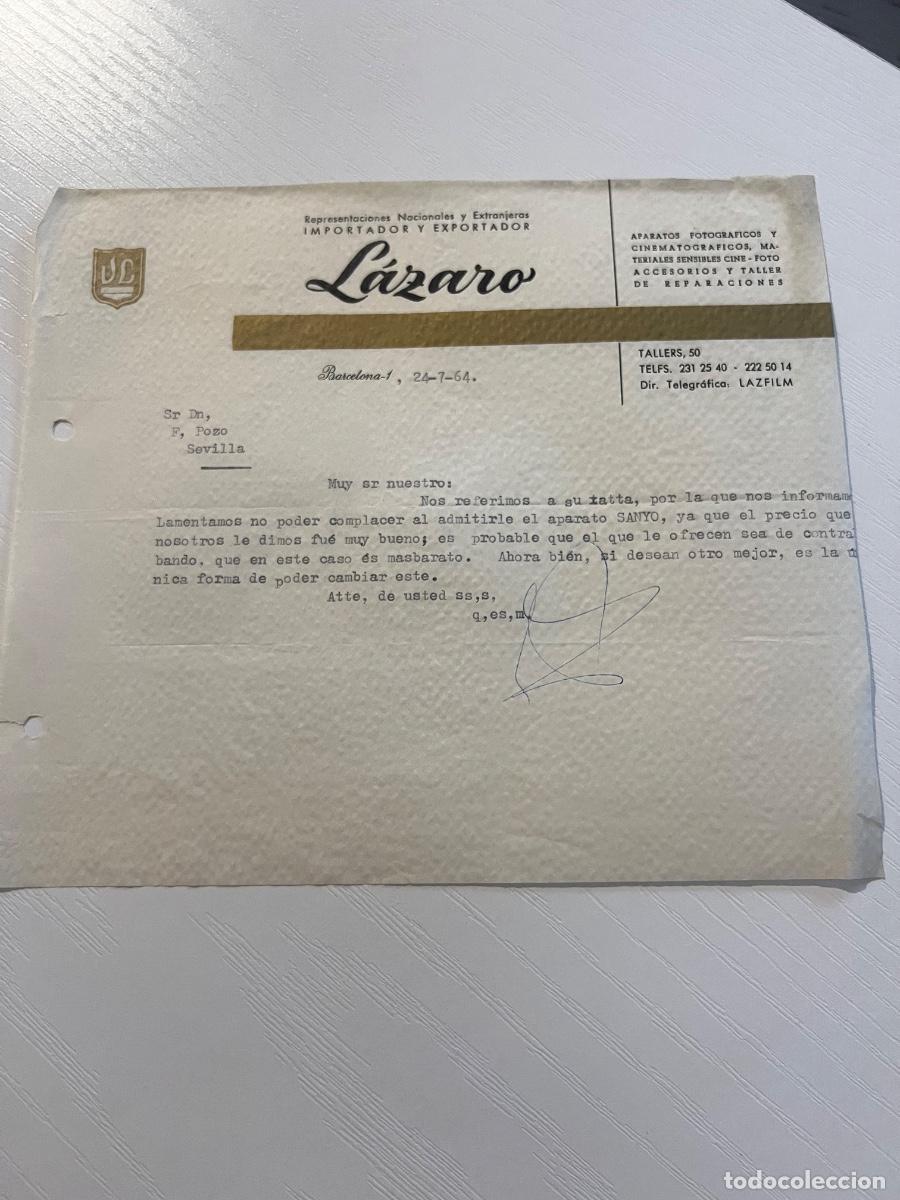 Cartas comerciales: CARTA COMERCIAL. BARCELONA, 1964. LAZARO. IMPORTADORES Y EXPORTADORES.