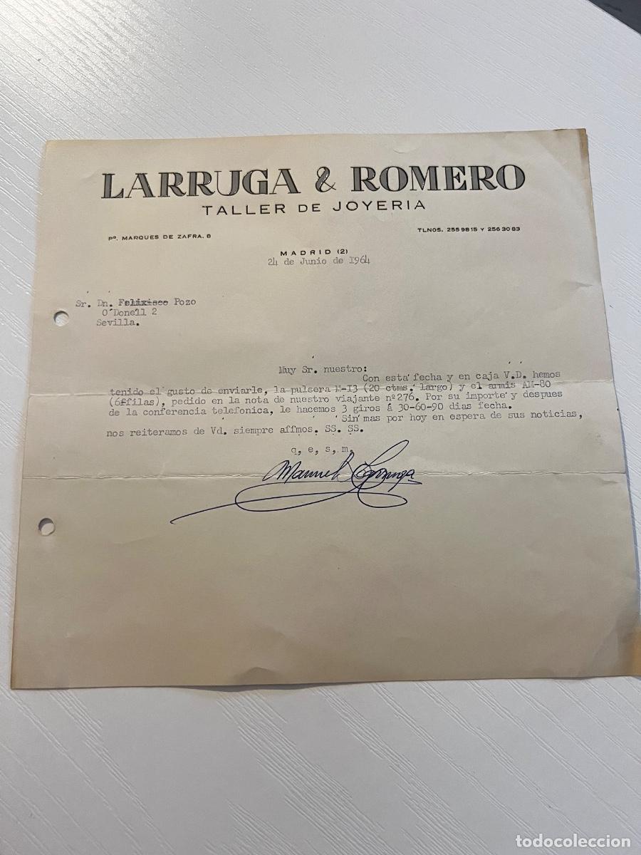 Cartas comerciales: CARTA COMERCIAL. MADRID, 1964. LARRUGA Y ROMERO. TALLER DE JOYER&Iacute;A.