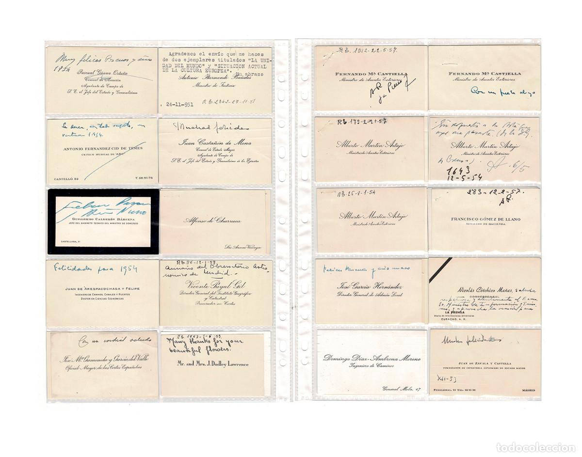 Gesch&auml;ftsbriefe: 20 TARJETAS DE VISITA Y FELICITACI&Oacute;N FRANQUISMO (A&Ntilde;OS 50) - MINISTROS, MILITARES Y DIPLOMACIA