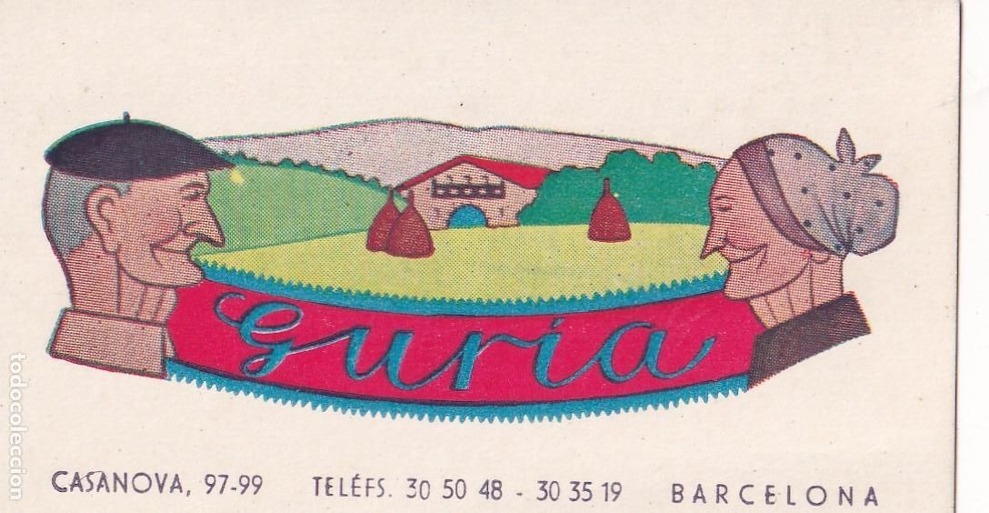 Lettres commerciales: Tarjeta de visita comercial. Guria restaurante vasco, Casanova 97 Barcelona