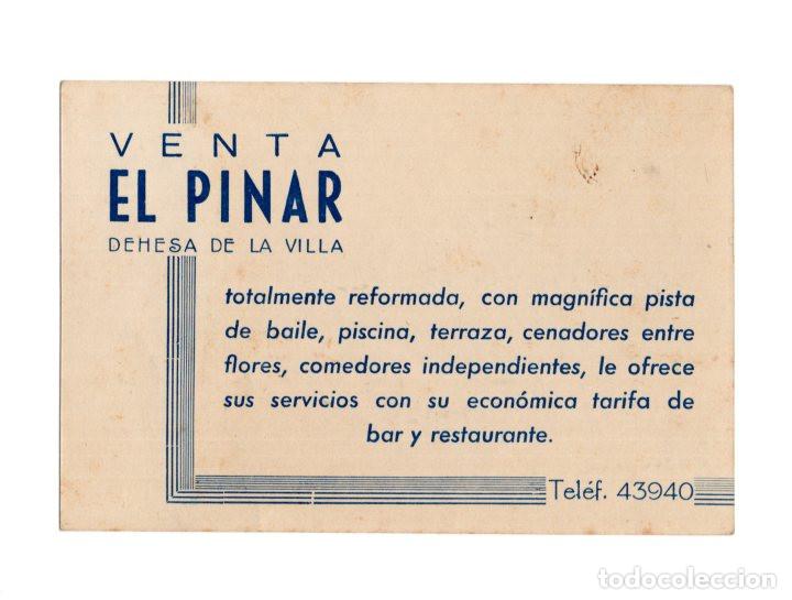 Cartas comerciales: TARJETA ANTIGUA VENTA EL PINAR, MADRID. REVERSO MANUSCRITO.