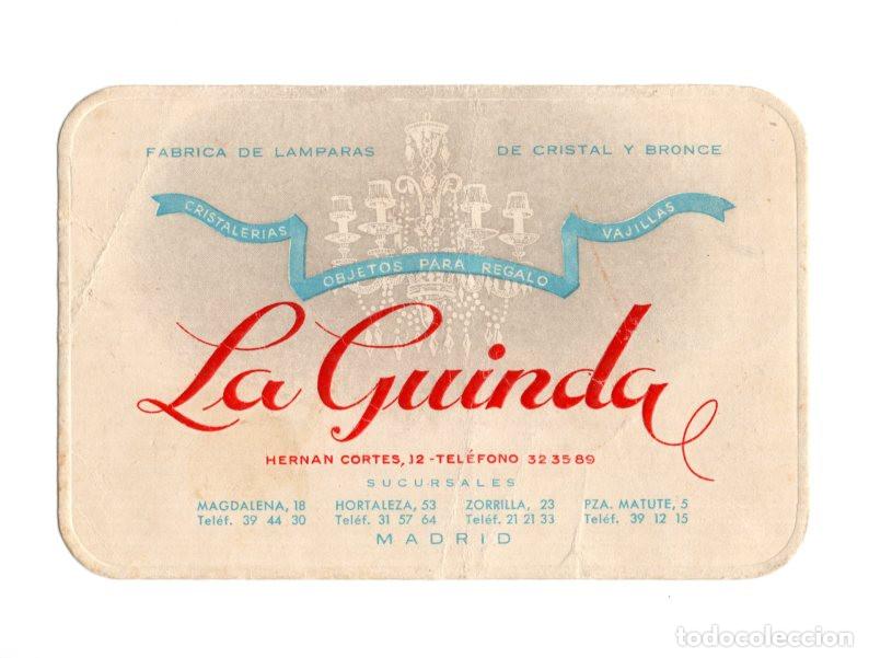 Cartas comerciales: TARJETA COMERCIAL LA GUINDA, MADRID. CON MAPA DE SUCURSALES ANOTADO A MANO.