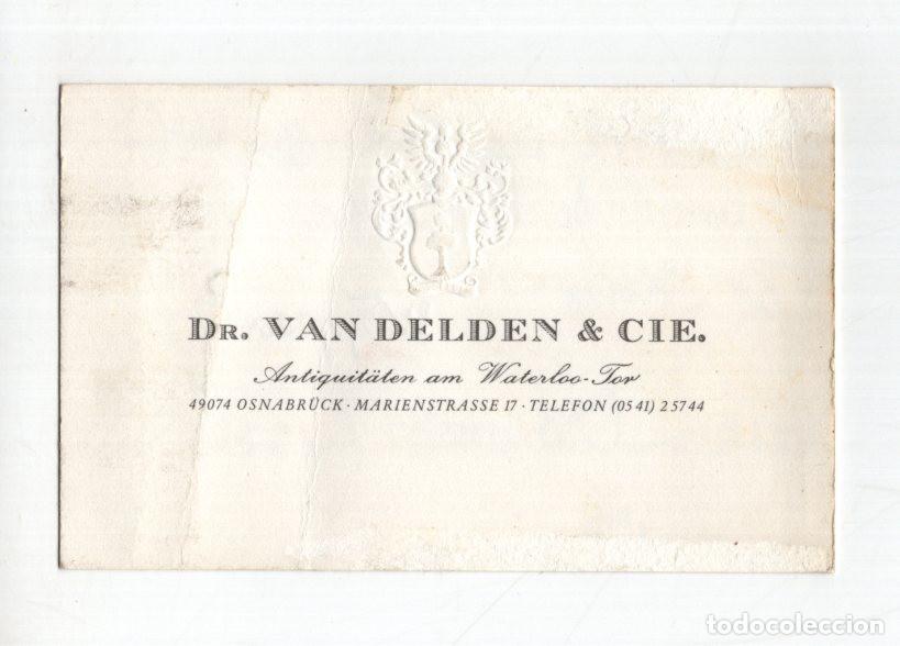 Cartas comerciales: TARJETA ANTIGUA DR. VAN DELDEN & CIE. OSNABR&Uuml;CK ALEMANIA. TIENDA DE ANTIG&Uuml;EDADES. GRABADO EN RELIEVE