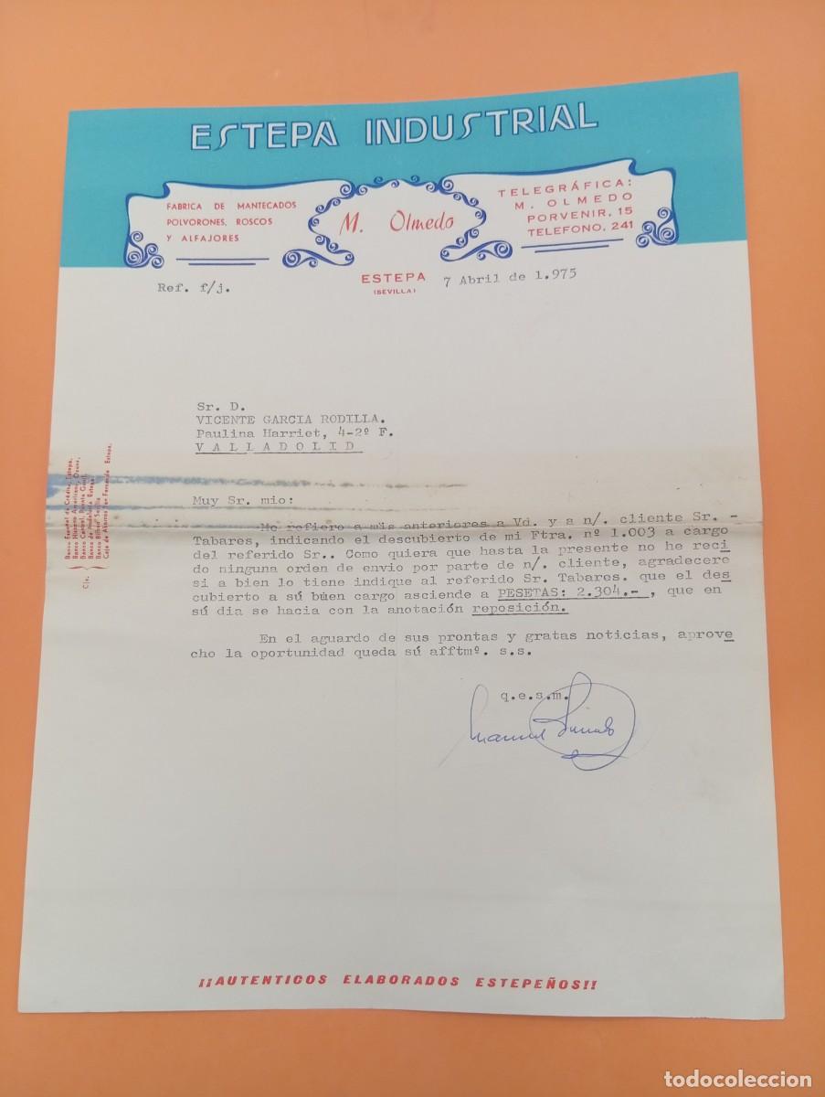 Cartas comerciales: CARTA COMERCIAL. ESTEPA, SEVILLA. 1975. F&Aacute;BRICA DE MANTECADOS. ESTEPA INDUSTRIAL.