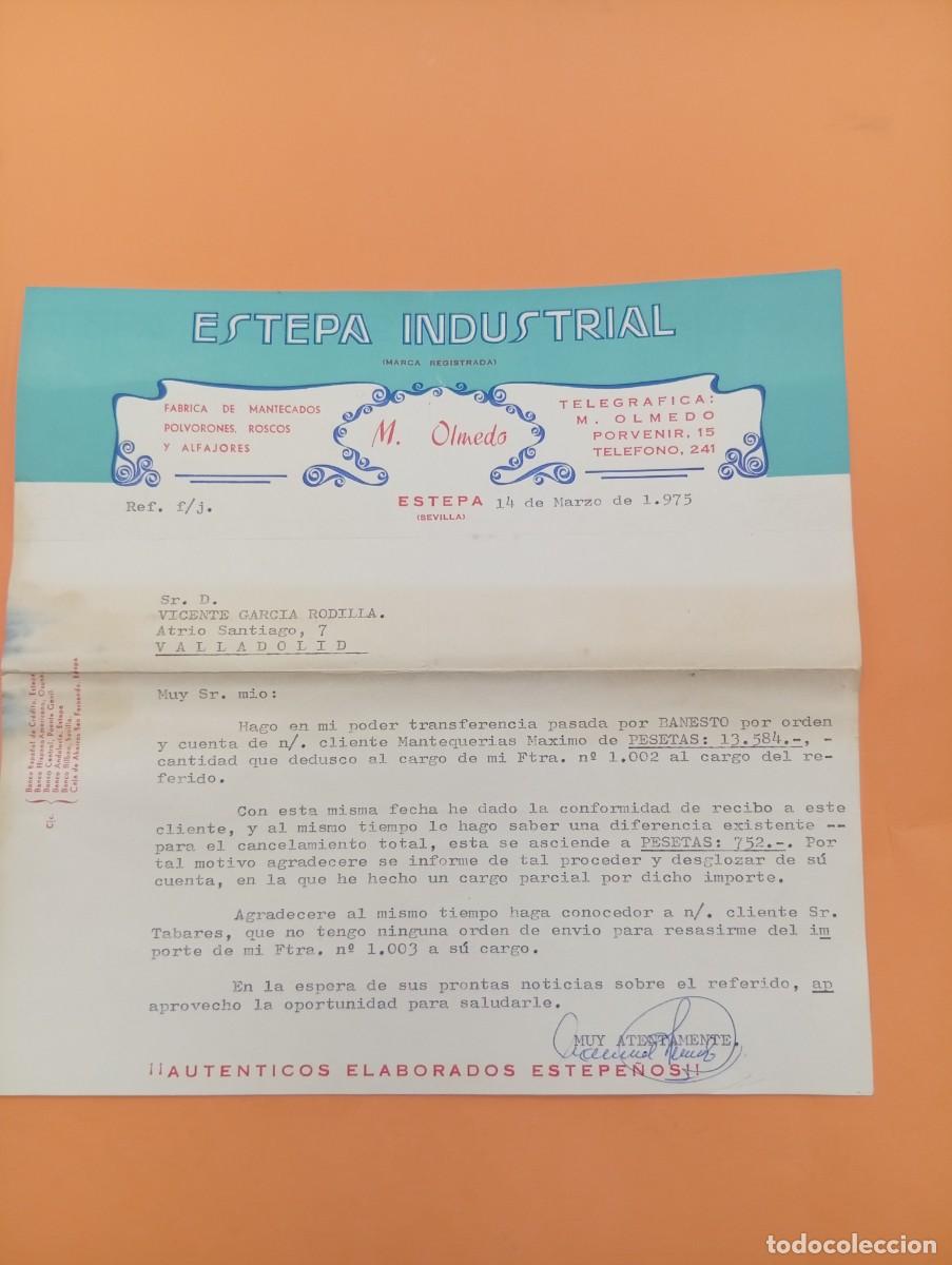 Cartas comerciales: CARTA COMERCIAL. ESTEPA, SEVILLA. 1975. F&Aacute;BRICA DE MANTECADOS. ESTEPA INDUSTRIAL.