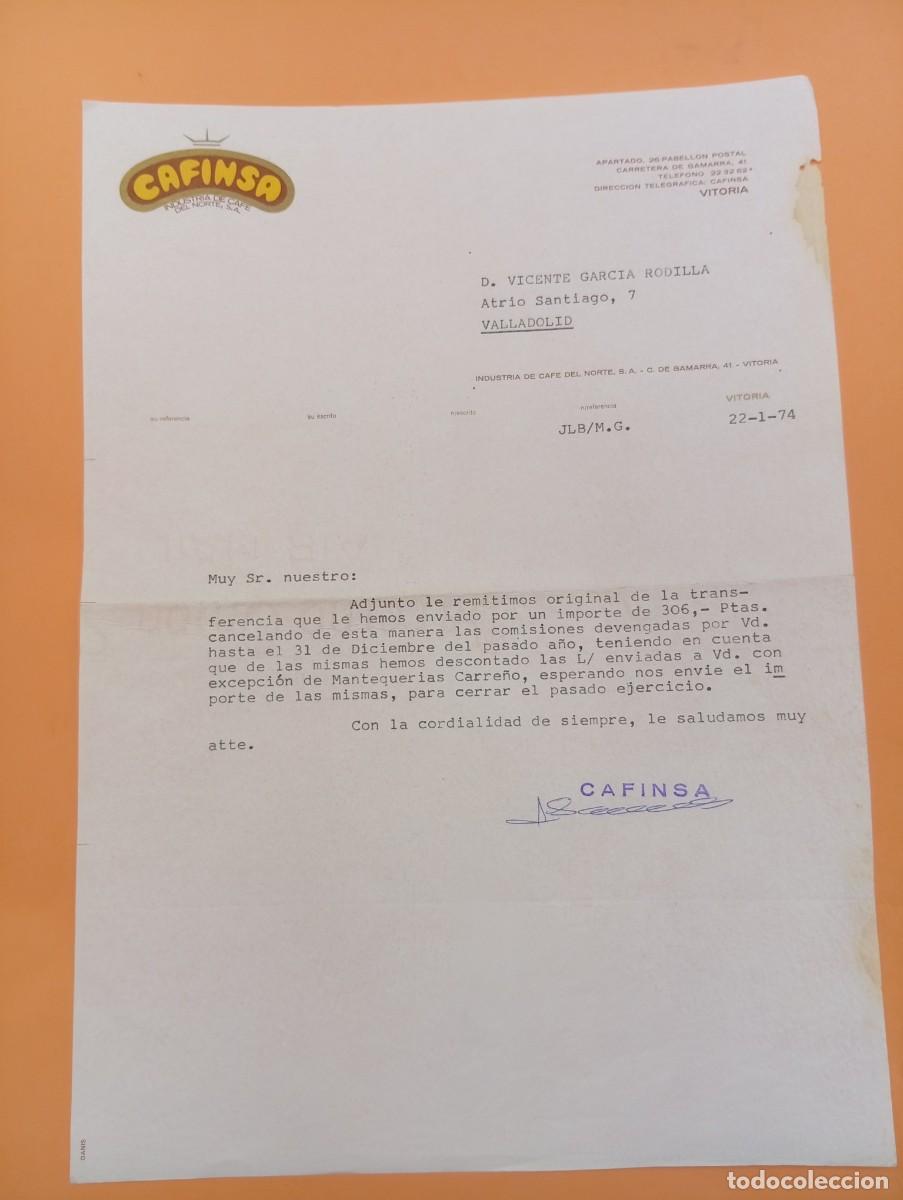 Cartas comerciais: CARTA COMERCIAL. VITORIA. 1974. CAFINSA. INDUSTRIA DE CAFE DEL NORTE, S. A.