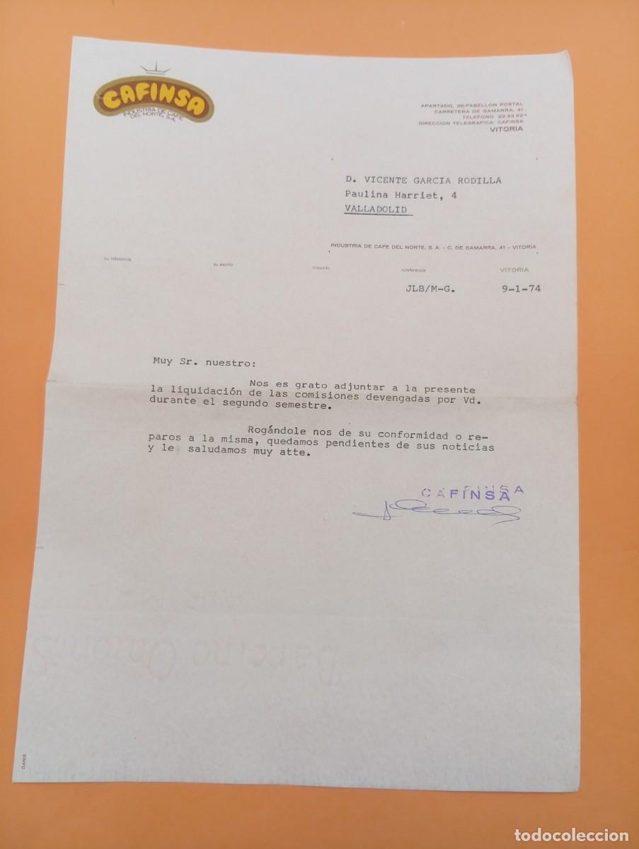Cartas comerciais: CARTA COMERCIAL. VITORIA. 1974. CAFINSA. INDUSTRIA DE CAFE DEL NORTE, S. A.