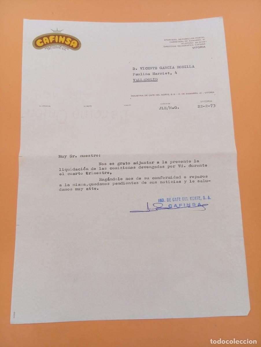 Cartas comerciales: CARTA COMERCIAL. VITORIA. 1973. CAFINSA. INDUSTRIA DE CAFE DEL NORTE, S. A.