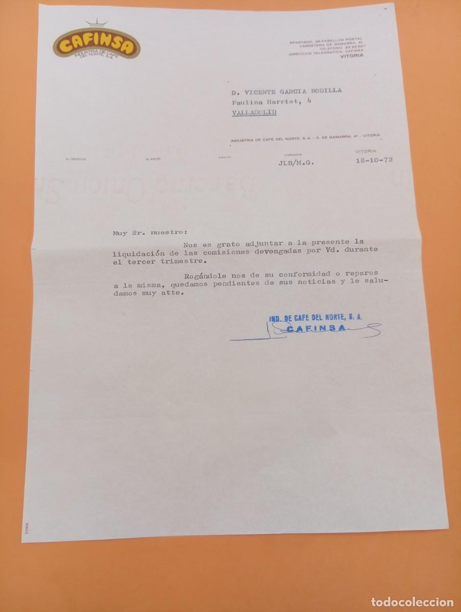 Cartas comerciales: CARTA COMERCIAL. VITORIA. 1972. CAFINSA. INDUSTRIA DE CAFE DEL NORTE, S. A.