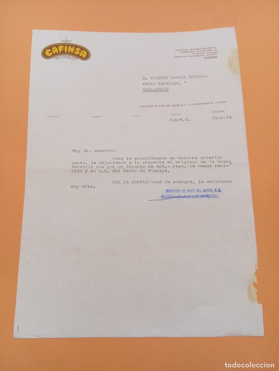 Cartas comerciales: CARTA COMERCIAL. VITORIA. 1974. CAFINSA. INDUSTRIA DE CAFE DEL NORTE, S. A.