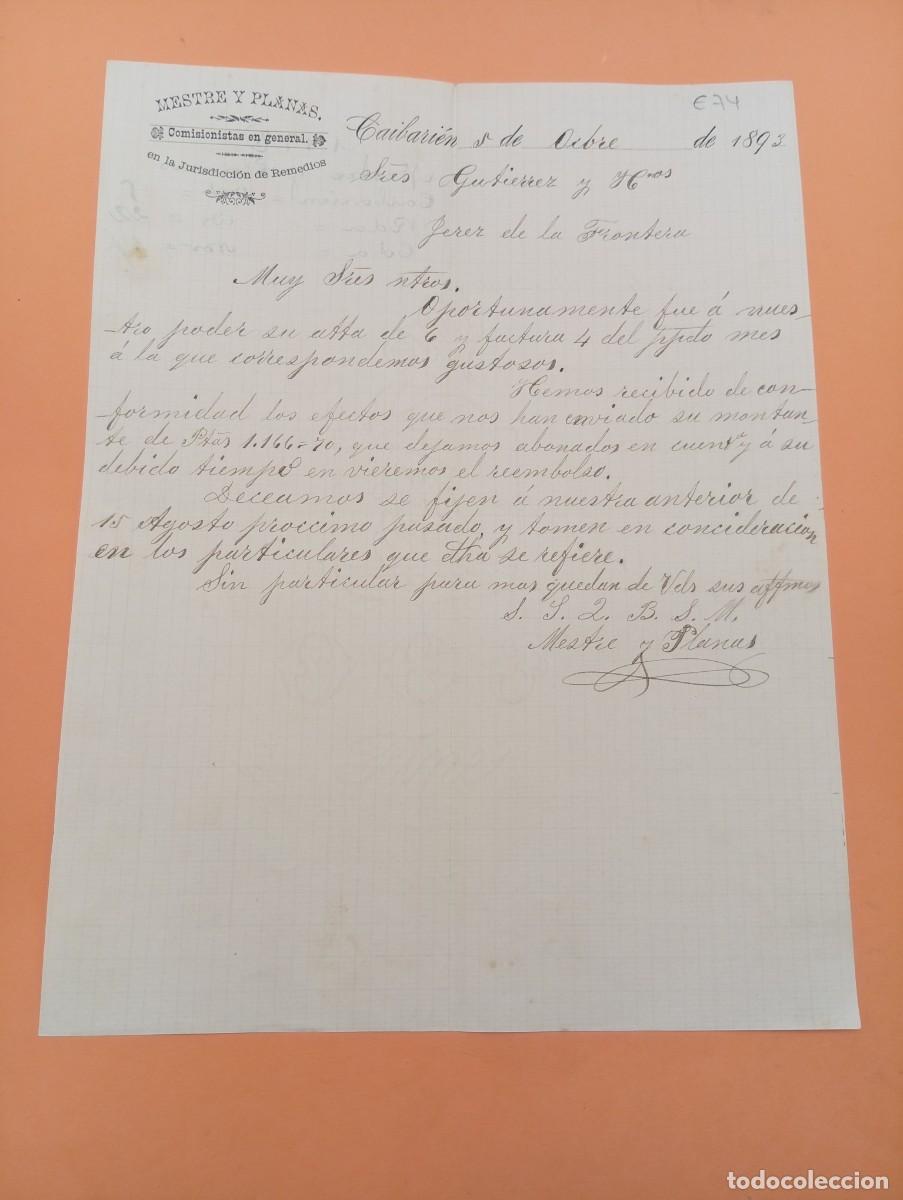 Cartas comerciales: CARTA COMERCIAL. CAIBARIEN, CUBA. 1893. MESTRE Y PLANAS. COMISIONISTA GENERAL EN LA JURISDICCION.