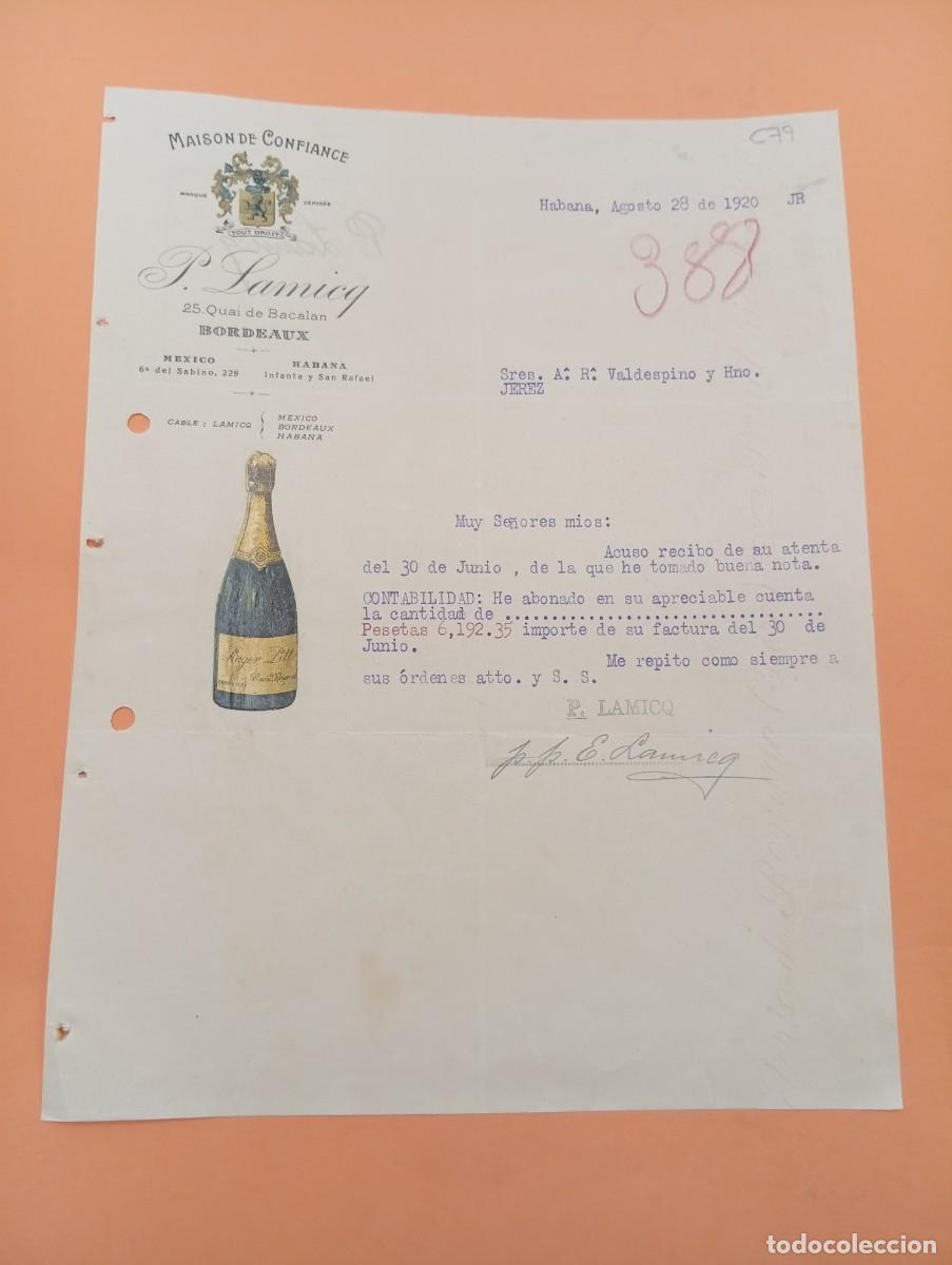 Cartas comerciais: CARTA COMERCIAL. HABANA, CUBA. 1920. MAISON DE CONFIANCE. P. LAMICQ,