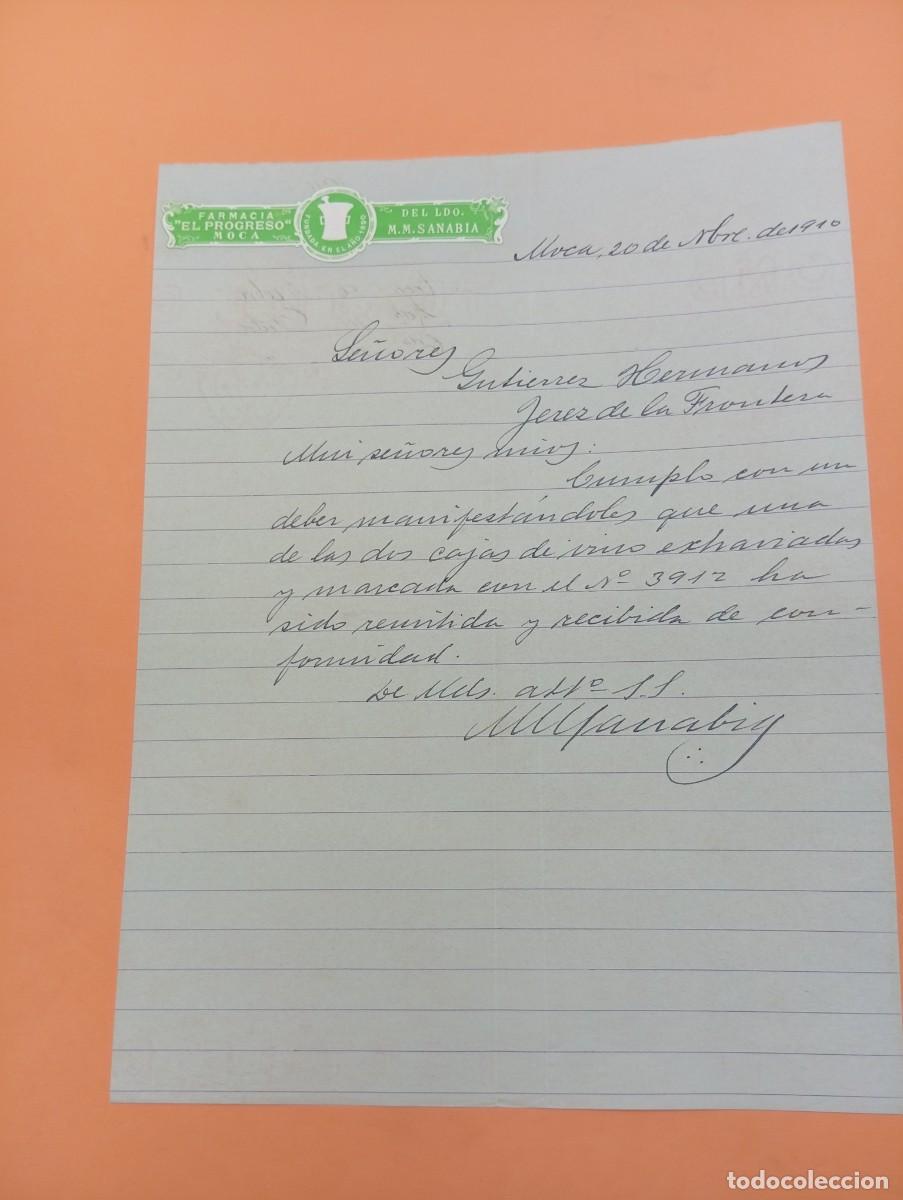 Cartas comerciales: CARTA COMERCIAL. MOCA, REPUBLICA DOMINICANA. 1910. FARMACIA &uml;EL PROGRESO&uml;. DEL LDO. M. M. SANABIA.