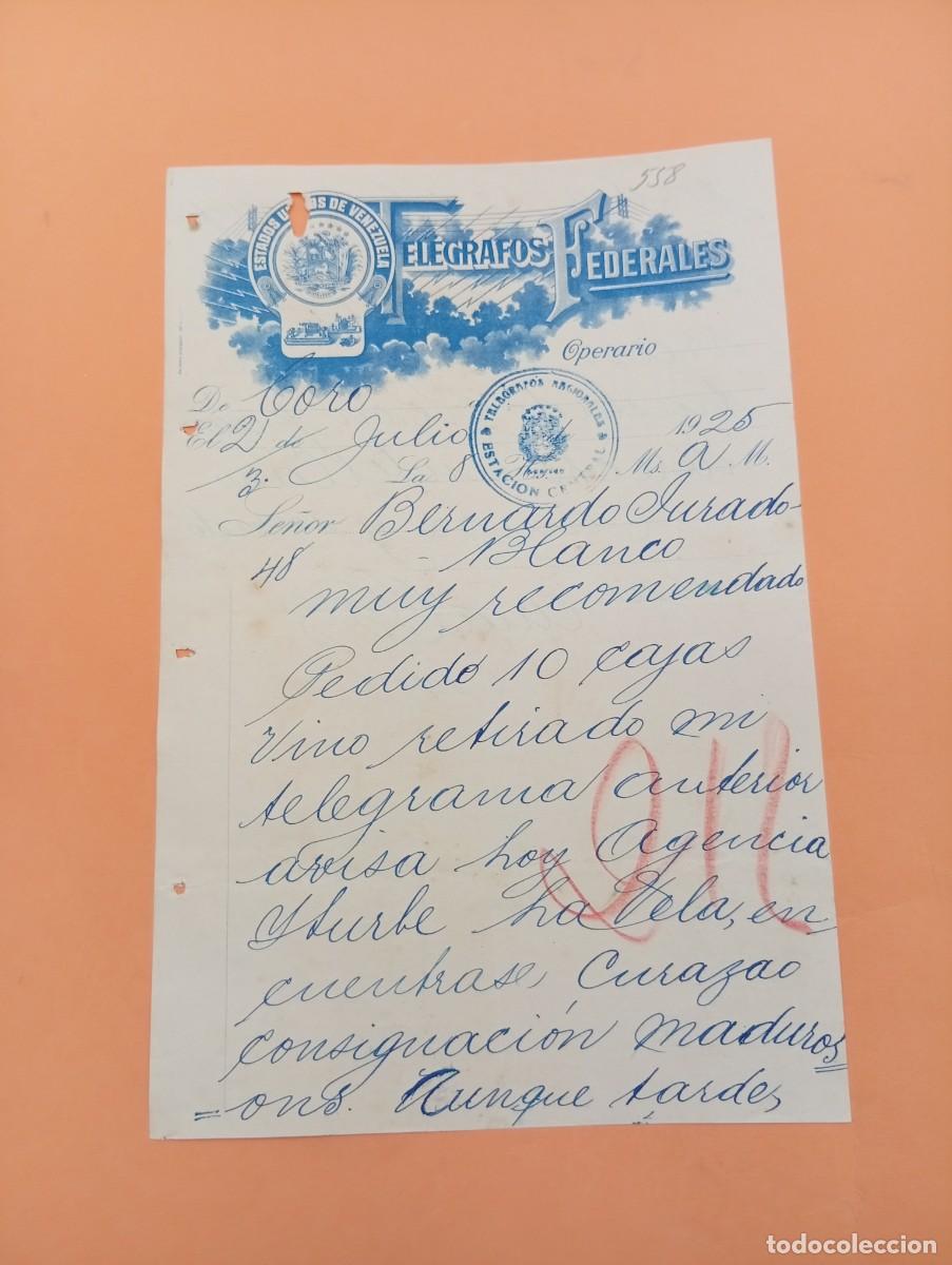 Cartas comerciales: CARTA COMERCIAL. ESTADOS UNIDOS DE VENEZUELA. 1925. TELEGRAFOS FEDERALES.