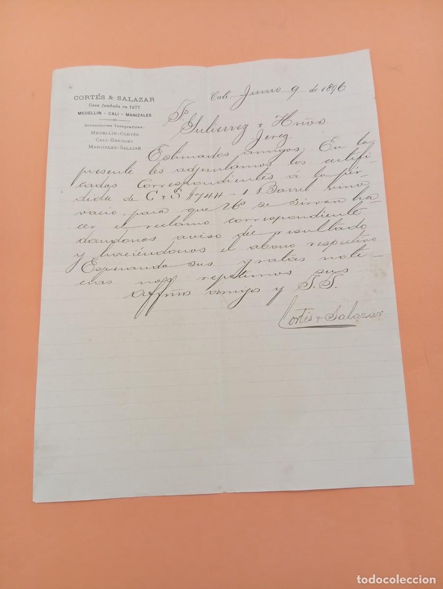 Cartas comerciales: CARTA COMERCIAL. CALI, COLOMBIA. 1896. CORT&Eacute;S & SALAZAR.