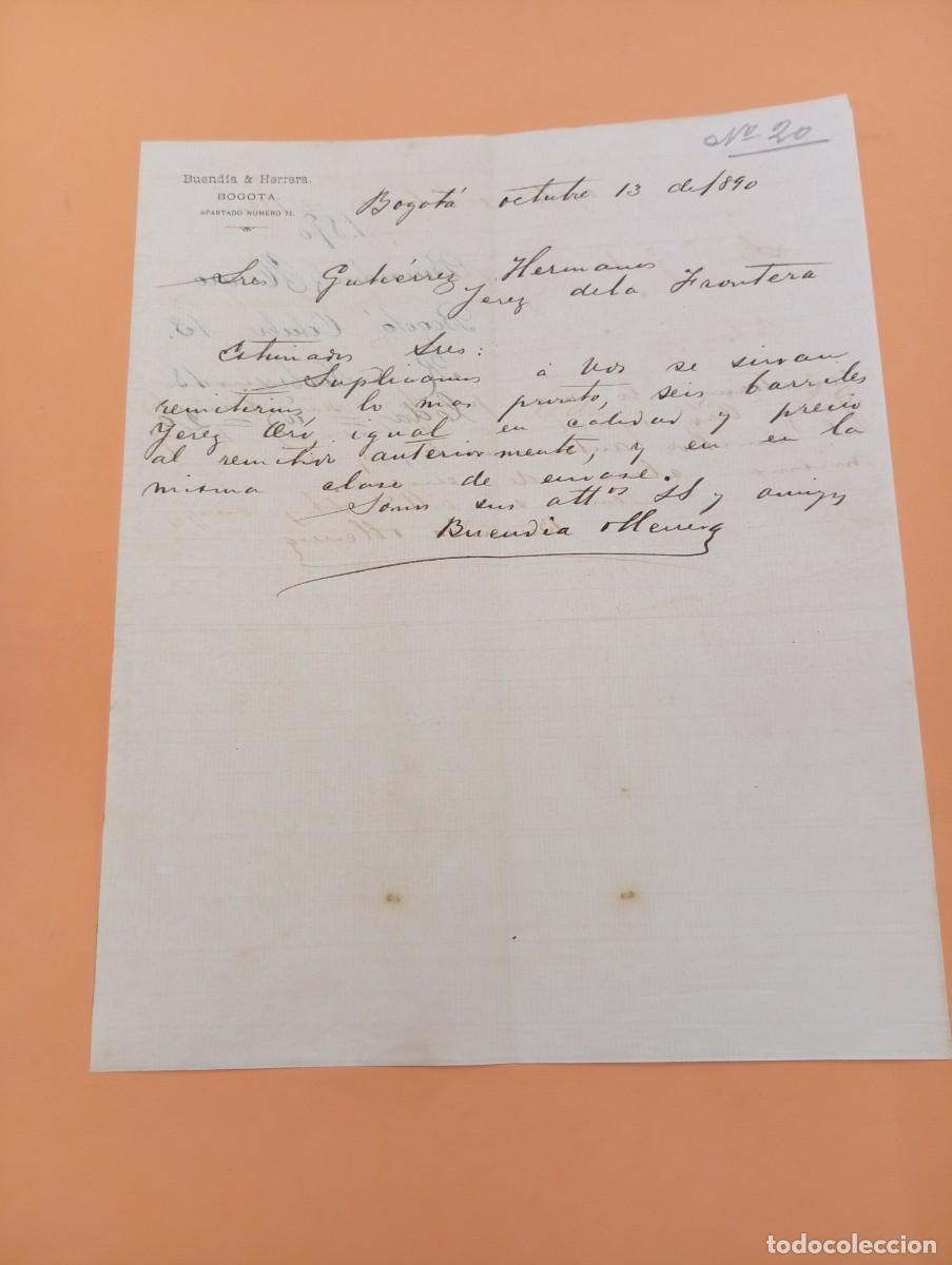 Cartas comerciales: CARTA COMERCIAL. BOGOTA, COLOMBIA. 1890. BUENDIA & HERRERA.