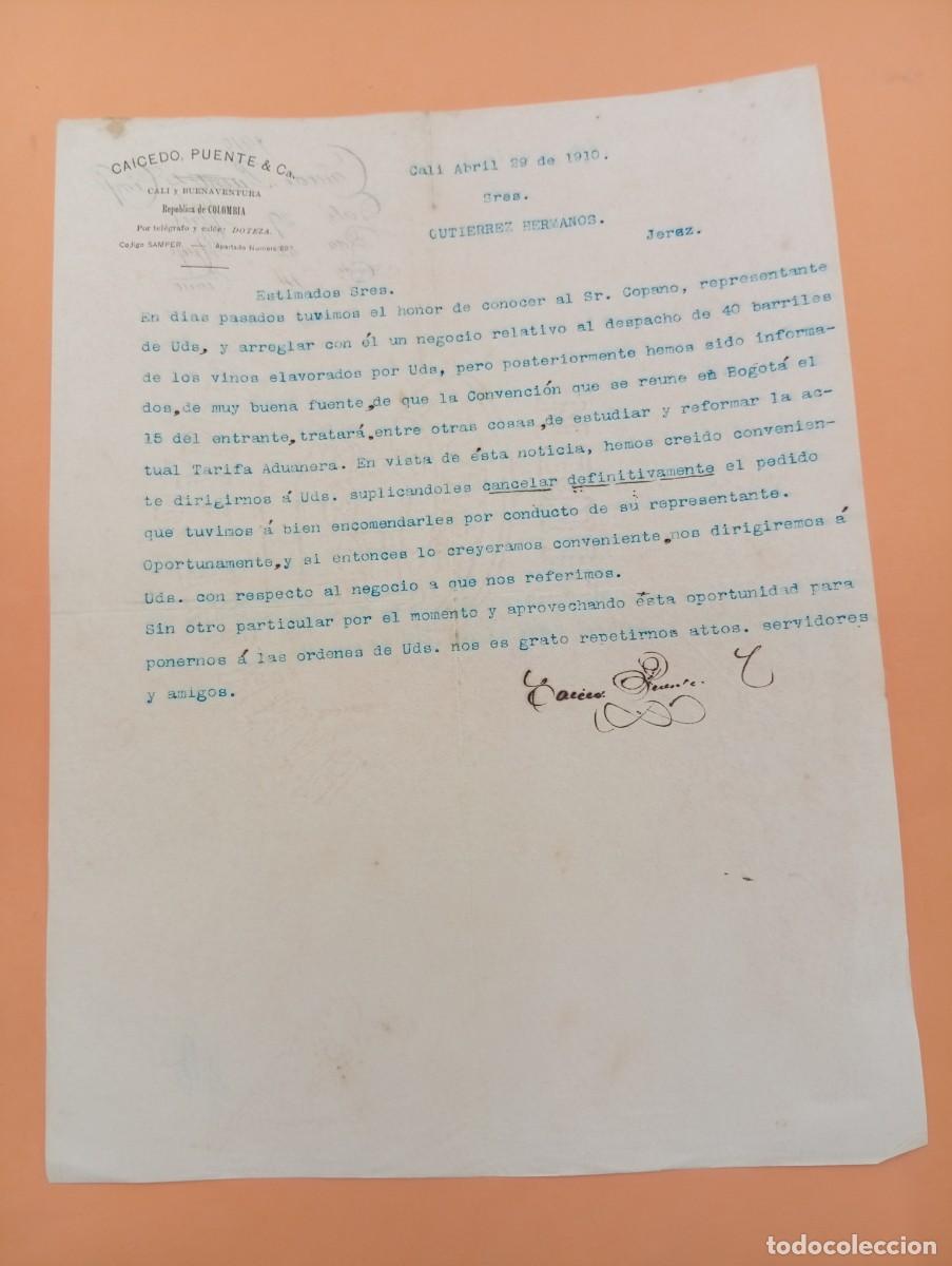 Cartas comerciales: CARTA COMERCIAL. CALI, COLOMBIA. 1910. CAICED, PUENTE & C&ordf;.