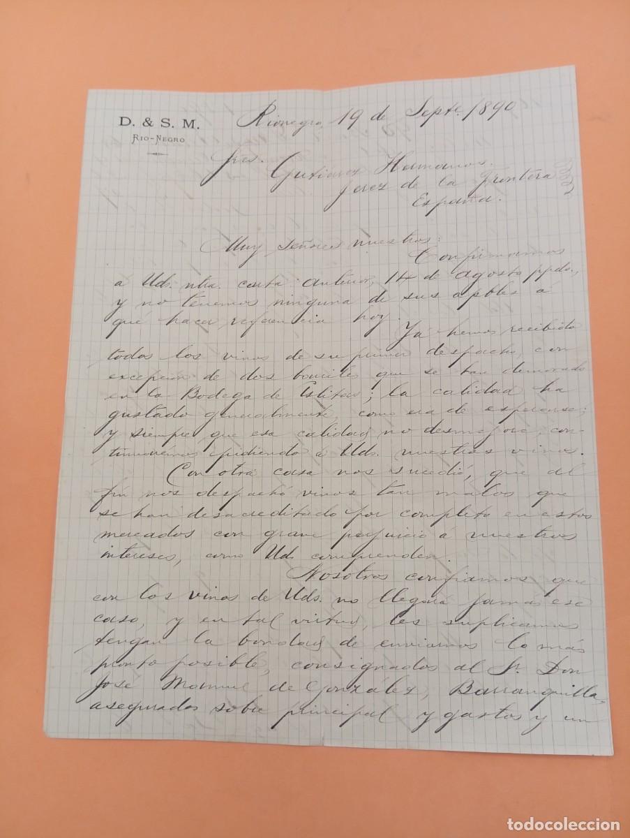 Cartas comerciales: CARTA COMERCIAL. RIO-NEGRO, COLOMBIA. 1890. D. & S. M.