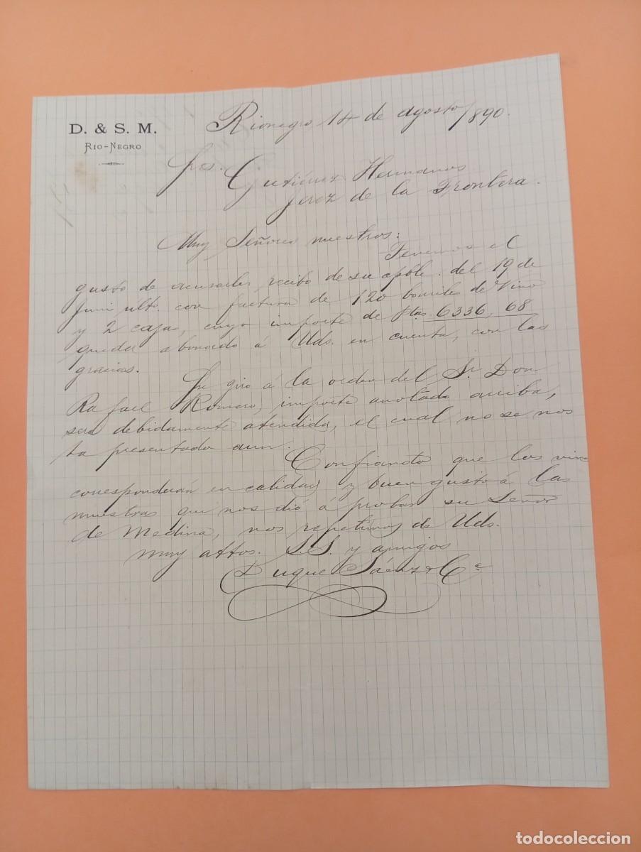 Cartas comerciales: CARTA COMERCIAL. RIO-NEGRO, COLOMBIA. 1890. D. & S. M.