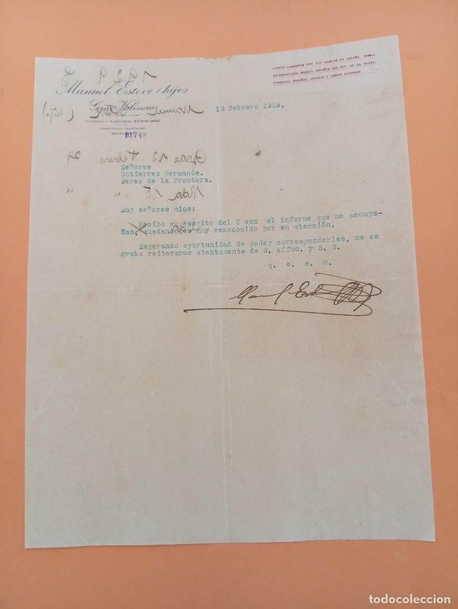 Cartas comerciales: CARTA COMERCIAL. VALENCIA. 1929. MAUEL ESTEVE HIJOS.