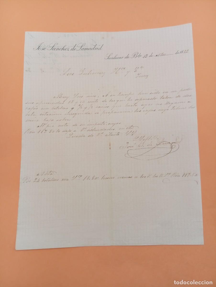 Cartas comerciales: CARTA COMERCIAL. SANLUCAR DE BARRAMEDA, C&Aacute;DIZ. 1882. JOSE SANCHEZ DE LAMADRID.