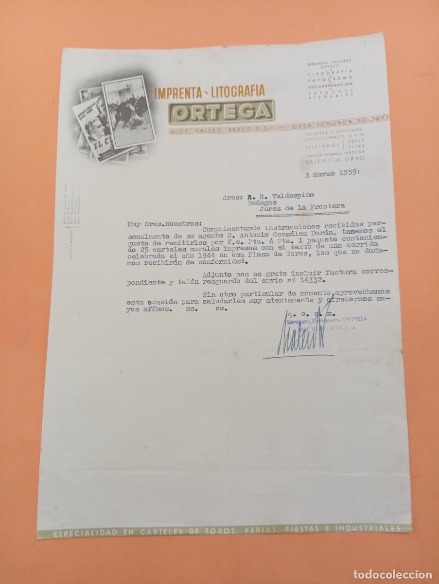 Cartas comerciales: CARTA COMERCIAL. VALENCIA. 1955. IMPRENTA-LITOGRAFIA ORTEGA.
