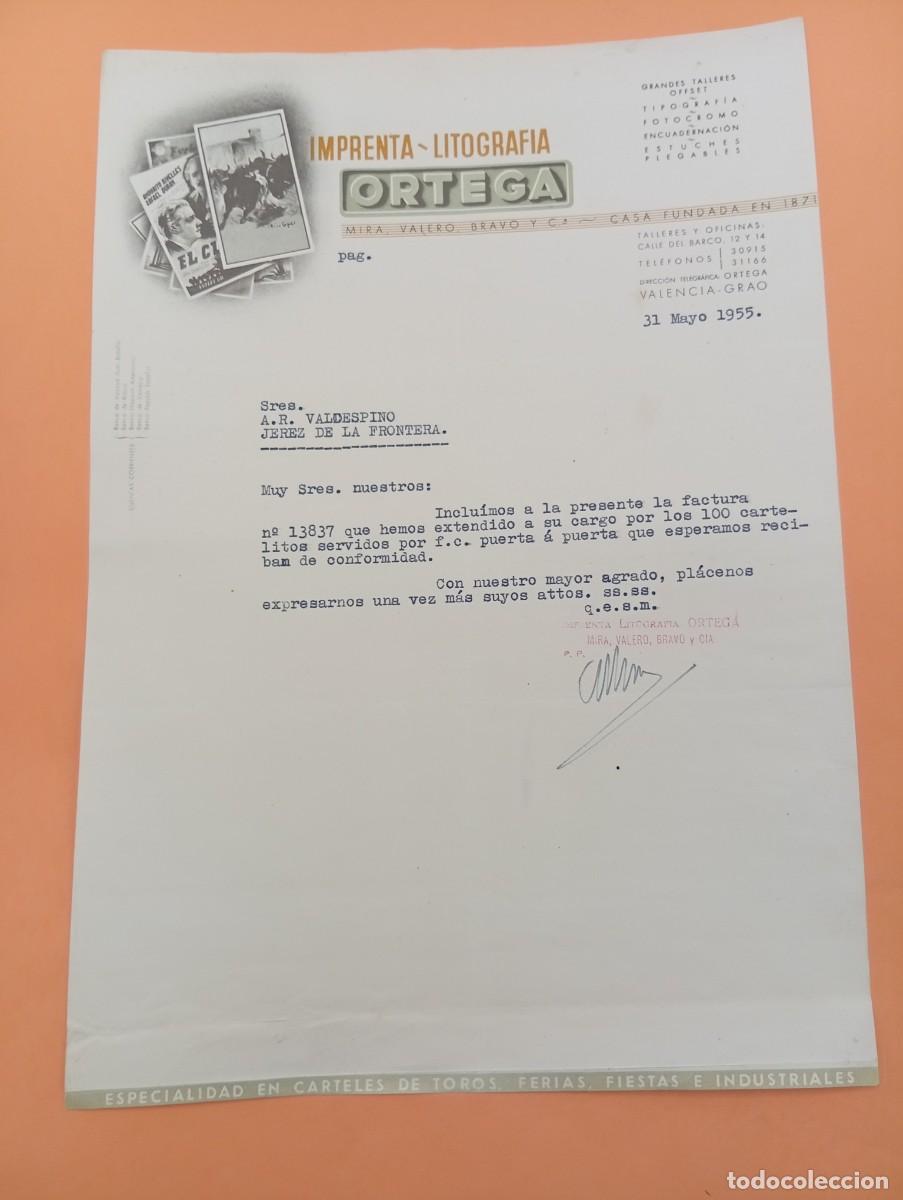 Cartas comerciales: CARTA COMERCIAL. VALENCIA. 1955. IMPRENTA-LITOGRAFIA ORTEGA.