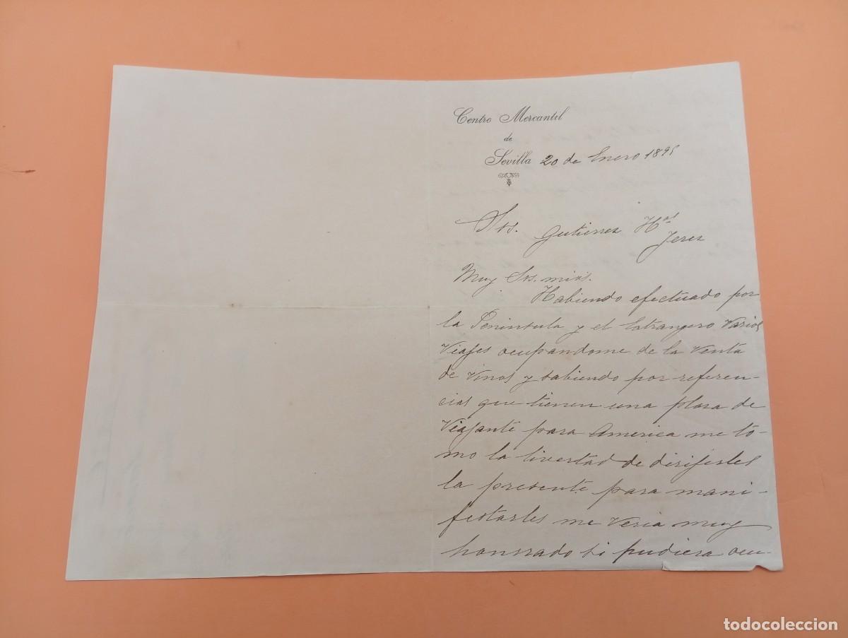 Cartas comerciales: CARTA COMERCIAL. SEVILLA. 1895. CENTRO MERCANTIL DE SEVILLA.
