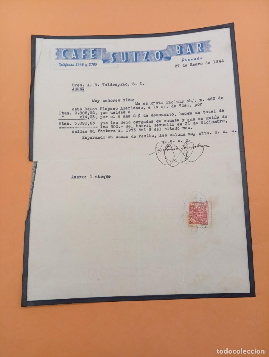 Cartas comerciales: CARTA COMERCIAL. GRANADA. 1944. CAFE SUIZO BAR.