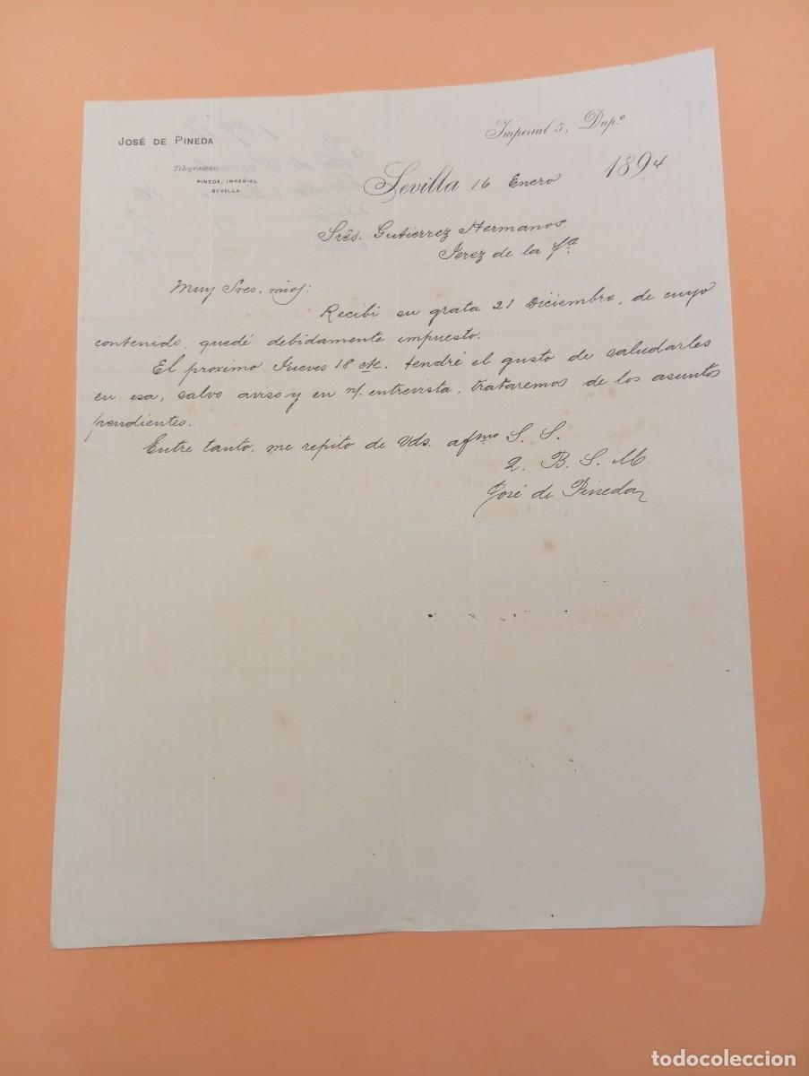 Cartas comerciales: CARTA COMERCIAL. SEVILLA. 1894. JOSE PINEDA.